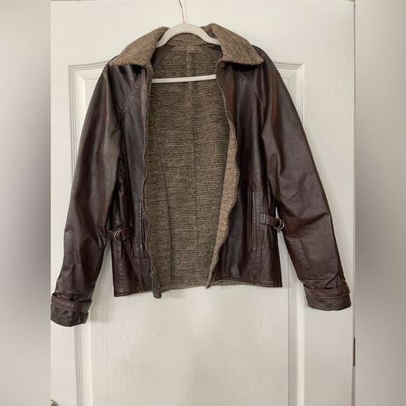 Other - Men's Vintage Leather Bomber Jacket with Wool Lining Size M